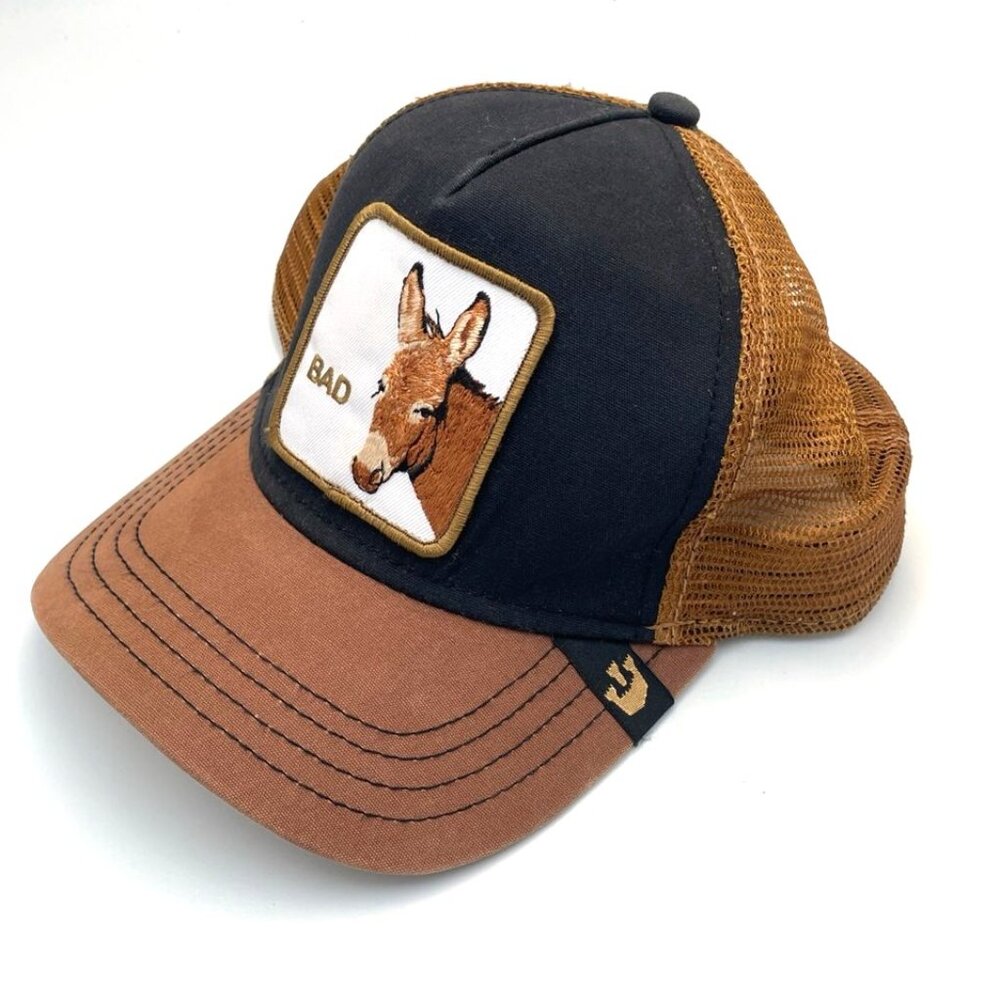 Goorin Bros Bad Ass Donkey Snapback Trucker Hat Cap Brown One Size Adjustable - Picture 2 of 5